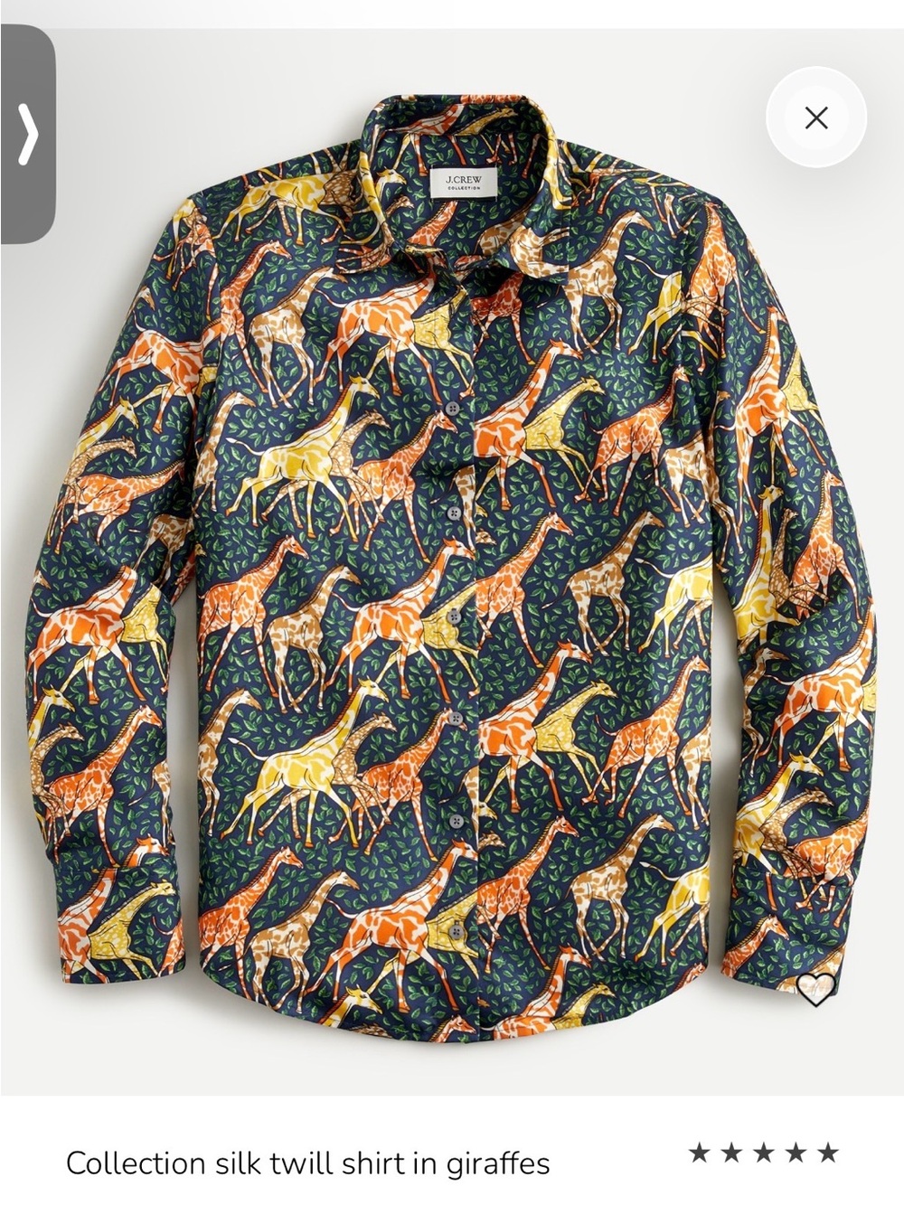 J. Crew Collection Giraffe Print Button-Up Silk Shirt - Multicolor